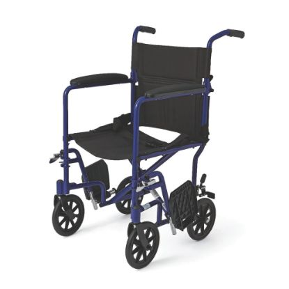 Picture of Medline Aluminum Transport Chair, 8in Wheels, Blue