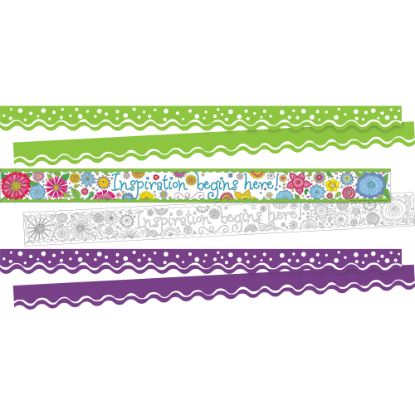 Picture of Barker Creek Double-Sided Straight-Edge/Scalloped-Edge Border Strip Set, Motivational, Set Of 38 Strips