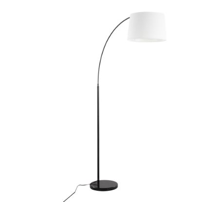 Picture of Lumisource March Floor Lamp, 74inH, White Shade/Black Marble/Black Base