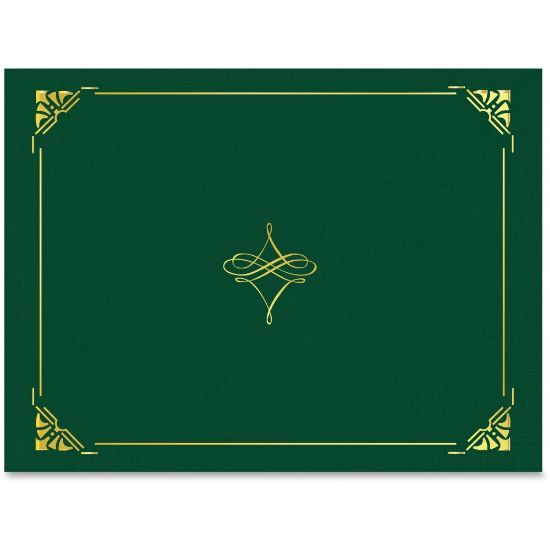 Picture of Geographics Letter Recycled Certificate Holder - 8 1/2in x 11in - Hunter Green, Gold - 30% Recycled - 5 / Pack