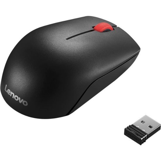 Picture of Lenovo Essential Compact Wireless Mouse - Optical - Radio Frequency - Black - USB - 1000 dpi - 3 Button(s) - Symmetrical