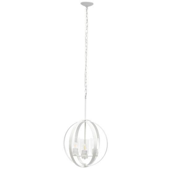 Picture of Lalia Home 3-Light Hanging Metal Globe And Clear Glass Ceiling Pendant, 18inW, White