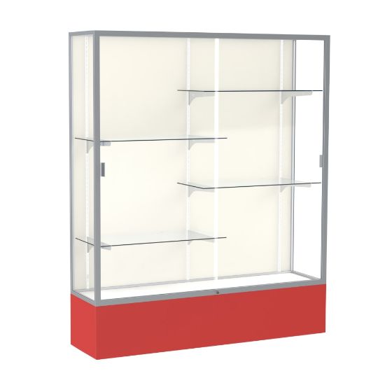 Picture of Waddell Spirit 4-Shelf Floor Display Case, 72inH x 60inW x 16inD, Red Base/Satin Finish