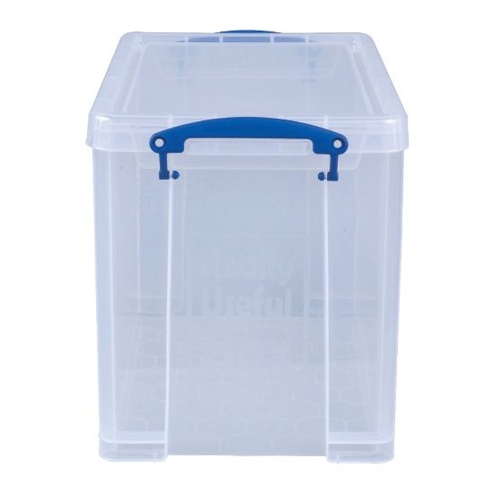 Picture of Really Useful Box Plastic Storage Container With Built-In Handles And Snap Lid, 19 Liters, 14 1/2in x 10 1/4in x 11 1/8in, Clear