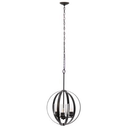 Picture of Lalia Home 3-Light Hanging Metal Globe And Clear Glass Ceiling Pendant, 18inW, Restoration Bronze