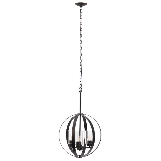 Picture of Lalia Home 3-Light Hanging Metal Globe And Clear Glass Ceiling Pendant, 18inW, Restoration Bronze