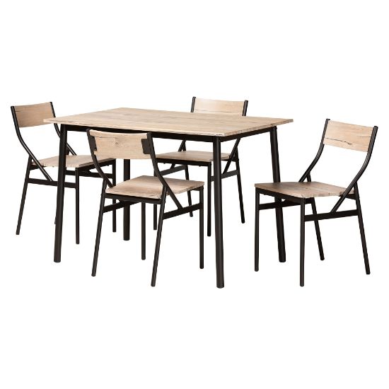 Picture of Baxton Studio Carmen 5-Piece Dining Set, Oak Brown/Dark Brown