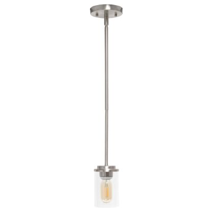 Picture of Lalia Home 1-Light Hanging Glass Pendant Fixture, 4-3/4inW, Clear/Brushed Nickel