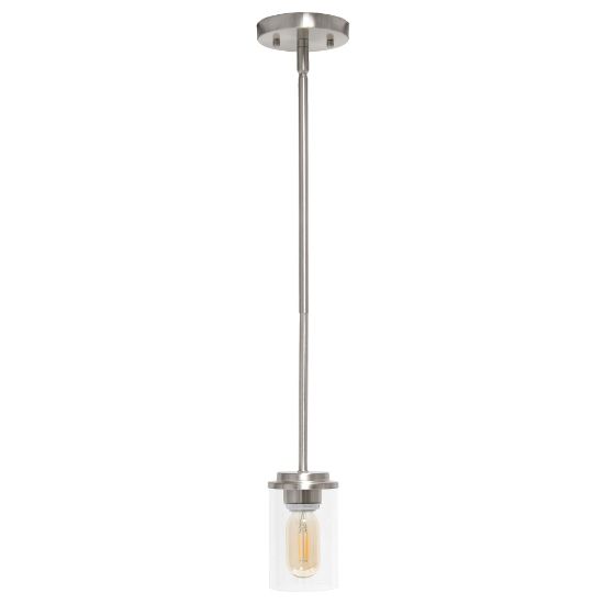 Picture of Lalia Home 1-Light Hanging Glass Pendant Fixture, 4-3/4inW, Clear/Brushed Nickel