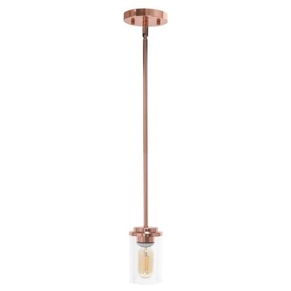 Picture of Lalia Home 1-Light Hanging Glass Pendant Fixture, 4-3/4inW, Clear/Rose Gold