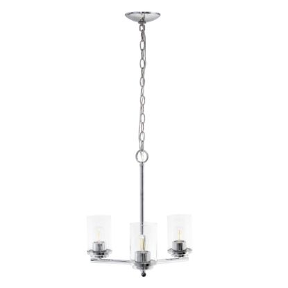 Picture of Lalia Home 3-Light Glass And Metal Hanging Pendant Chandelier, 15inW, Clear/Chrome