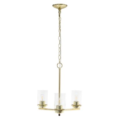 Picture of Lalia Home 3-Light Glass And Metal Hanging Pendant Chandelier, 15inW, Clear/Gold