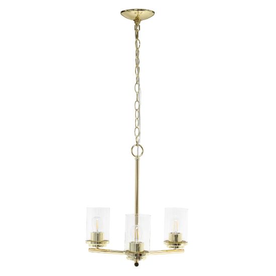 Picture of Lalia Home 3-Light Glass And Metal Hanging Pendant Chandelier, 15inW, Clear/Gold