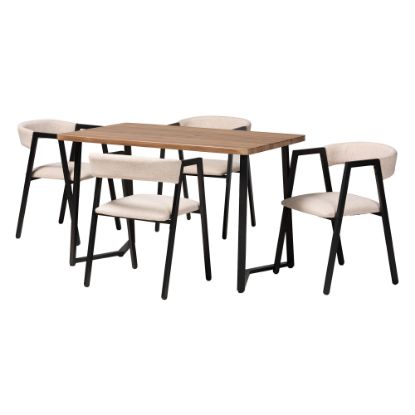 Picture of Baxton Studio Delgado 5-Piece Dining Set, Beige/Black