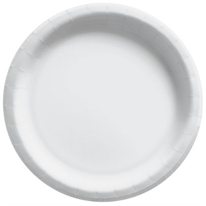 Picture of Amscan Round Paper Plates, 10in, Frosty White, 20 Plates Per Pack, Case Of 4 Packs