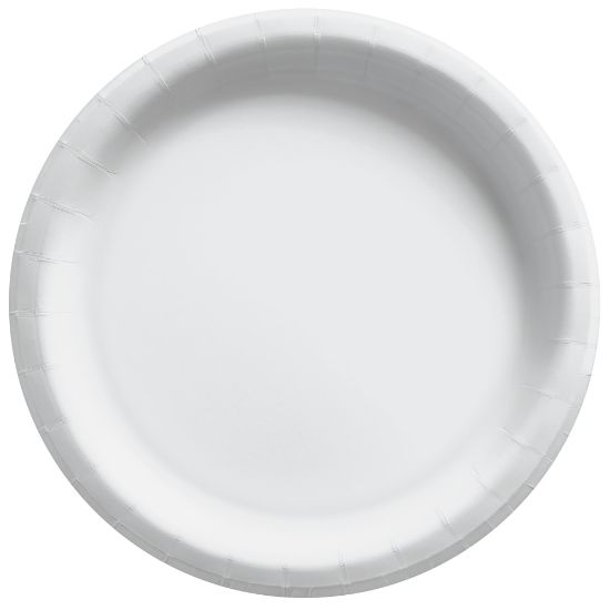 Picture of Amscan Round Paper Plates, 10in, Frosty White, 20 Plates Per Pack, Case Of 4 Packs