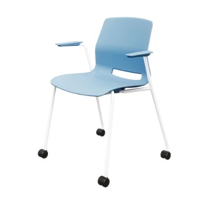 Picture of KFI Studios Imme Stack Chair With Arms And Caster Base, Sky Blue/White