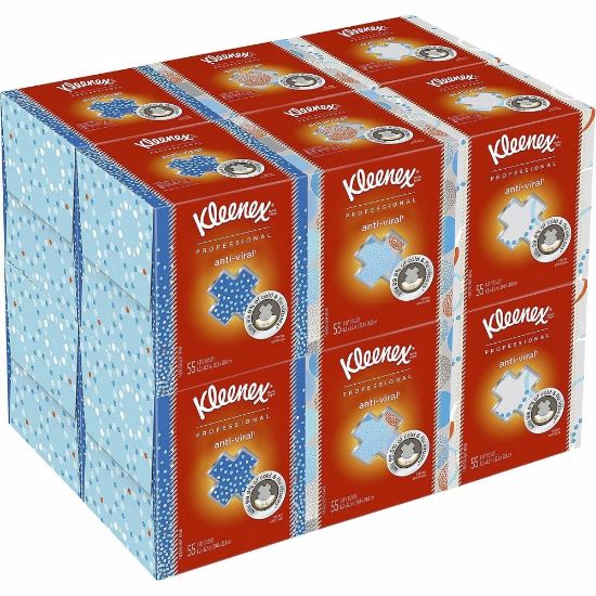 Picture of Kleenex Anti-Viral 3-Ply Facial Tissue, White, 68 Sheets Per Box, Carton Of 12