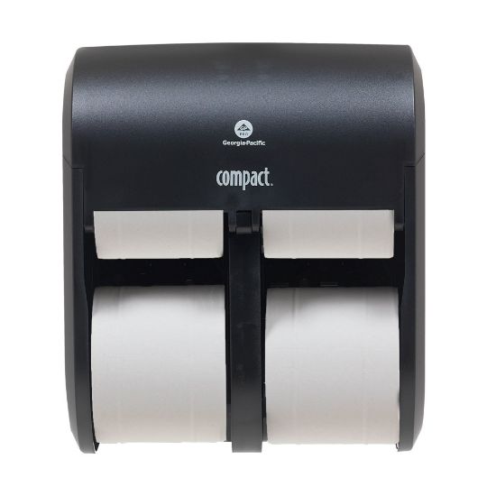 Picture of Compact Quad by GP PRO, 4-Roll Coreless High-Capacity Toilet Paper Dispenser, 56744A, 11.75in x 6.9in x 13.25in, Black, 1 Dispenser