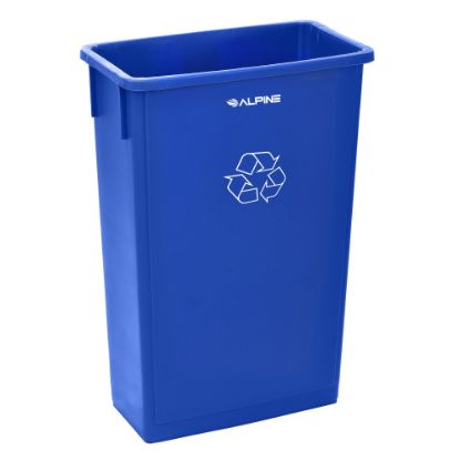 Picture of Alpine Industries Trash Can Recycle Bin And Paper Slotted Recycling Lid, 23 Gallons, Blue