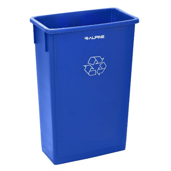 Picture of Alpine Industries Trash Can Recycle Bin And Paper Slotted Recycling Lid, 23 Gallons, Blue