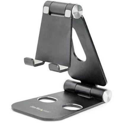 Picture of StarTech.com Phone and Tablet Stand - Adjustable Smartphone and Tablet Stand - Multi Angle - Foldable -Aluminum - Black (USPTLSTNDB)