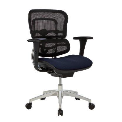 Picture of WorkPro 12000 Series Ergonomic Mesh/Premium Fabric Mid-Back Chair, Black/Navy, BIFMA Compliant