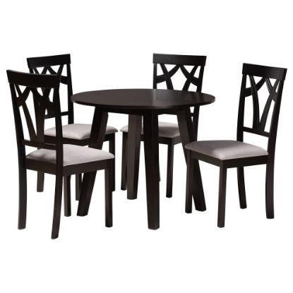 Picture of Baxton Studio Derya 5-Piece Dining Set, Gray/Dark Brown