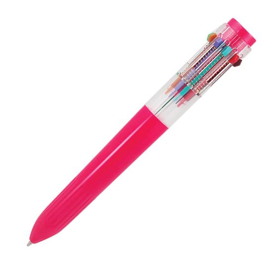 Picture of Yafa Multifunction 10-Color Ballpoint Pen, Medium Point, 0.8 mm, Pink Barrels, Assorted Ink Colors