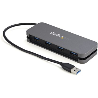 Picture of StarTech.com 4 Port USB 3.0 Hub, 4x USB-A, 5Gbps Laptop/Desktop USB Type-A Hub, USB Bus Powered, 11in Long Cable with Cable Management