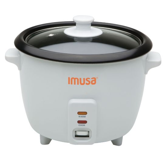 Picture of IMUSA Electric Non-Stick 3-Cup Rice Cooker, 7-1/2inH x 8-11/16inW x 8-11/16inD, White