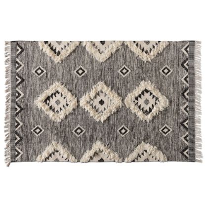 Picture of Baxton Studio Avia Handwoven Wool Area Rug, 5-1/4ft x 7-1/2ft, Black/Ivory