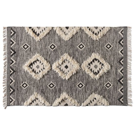 Picture of Baxton Studio Avia Handwoven Wool Area Rug, 5-1/4ft x 7-1/2ft, Black/Ivory