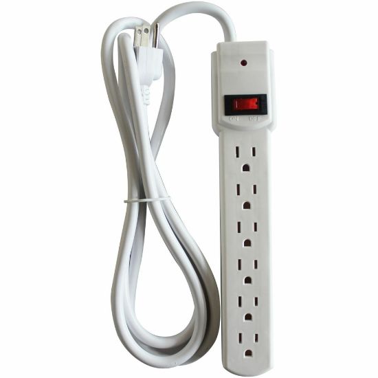 Picture of Compucessory 6-Outlet Strip Office Surge Protector - 6 x AC Power - 1080 J - 125 V AC Input - 125 V AC Output - 6 ft