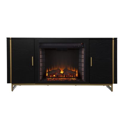 Picture of SEI Furniture Biddenham Electric Fireplace, 26-1/2inH x 54inW x 17inD, Black/Gold