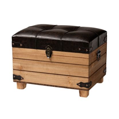 Picture of Baxton Studio Edmund Storage Ottoman, Dark Brown/Oak Brown