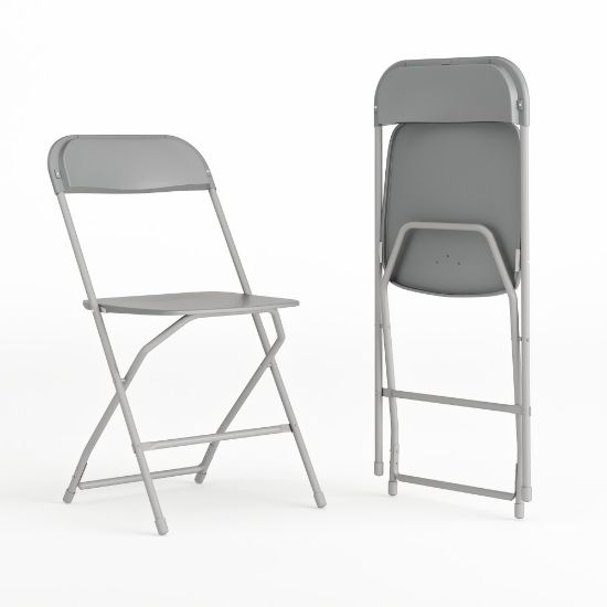 Picture of Flash Furniture Hercules Plastic Folding Chairs With 650-lb Capacity, Gray, Set Of 2 Chairs