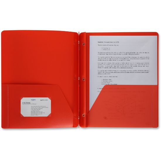 Picture of Business Source 3-Hole Punched Poly Portfolio, Letter Size, 8-1/2in x 11in, Red