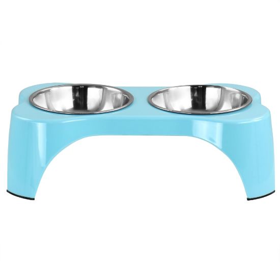 Picture of Gibson Home Bow Wow Meow 3-Piece Elevated Pet Bowl Dinner Set, Teal