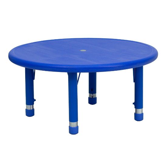 Picture of Flash Furniture 33inW Round Plastic Height-Adjustable Activity Table, Blue