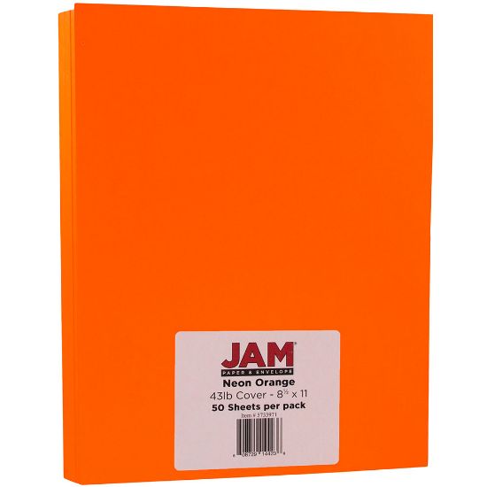 Picture of JAM Paper Card Stock, Orange, Letter (8.5in x 11in), 43 Lb, Pack Of 50