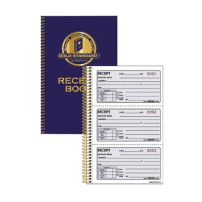 Picture of Rediform Gold Standard Receipt Book, 2-Part, Carbonless, 5 1/2in x 8 1/2in, 225 Sheets