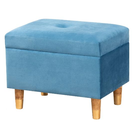 Picture of Baxton Studio Elias Storage Ottoman, Sky Blue