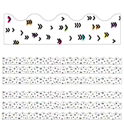 Picture of Carson Dellosa Education Scalloped Border, Kind Vibes Rainbow Doodles, 39ft Per Pack, Set Of 6 Packs