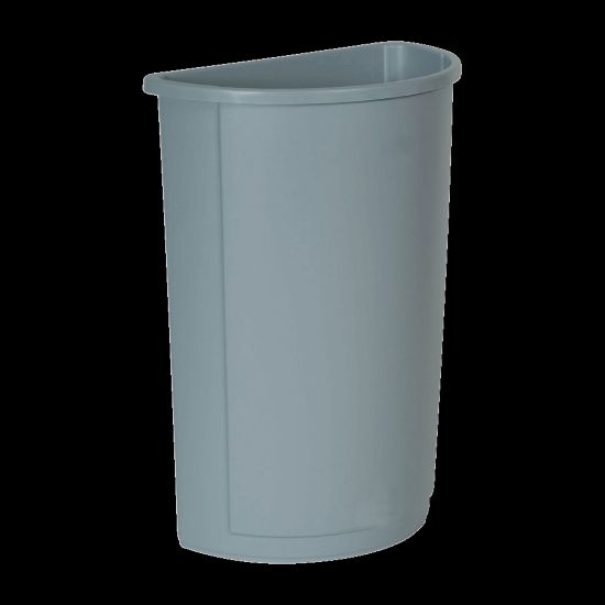 Picture of Rubbermaid Half-Round Wastebaskets, 21 Gallons, 28 5/8in x 12in, Gray