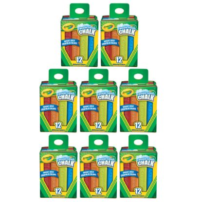 Picture of Crayola Washable Sidewalk Chalk, Assorted Colors, 12 Pieces Per Box, Pack Of 8 Boxes