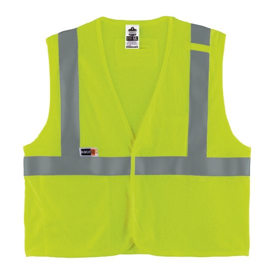 Picture of Ergodyne GloWear Flame-Resistant Hi-Vis Safety Vest, Type R, Class 2, 4X/5X, Lime