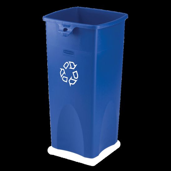 Picture of Rubbermaid Square Recycling Container, Blue/White