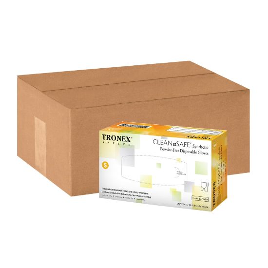 Picture of Tronex CLEANnSAFE Disposable Powder-Free Synthetic Gloves, Small, Natural, 100 Gloves Per Pack, Box Of 10 Packs