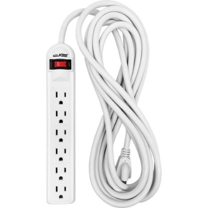 Picture of Digital Energy World 6-Outlet Surge Protector Power Strip with 15-Foot Cord (White) - 6 x AC Power - 1875 VA - 350 J - 120 V AC Input - 15 ft